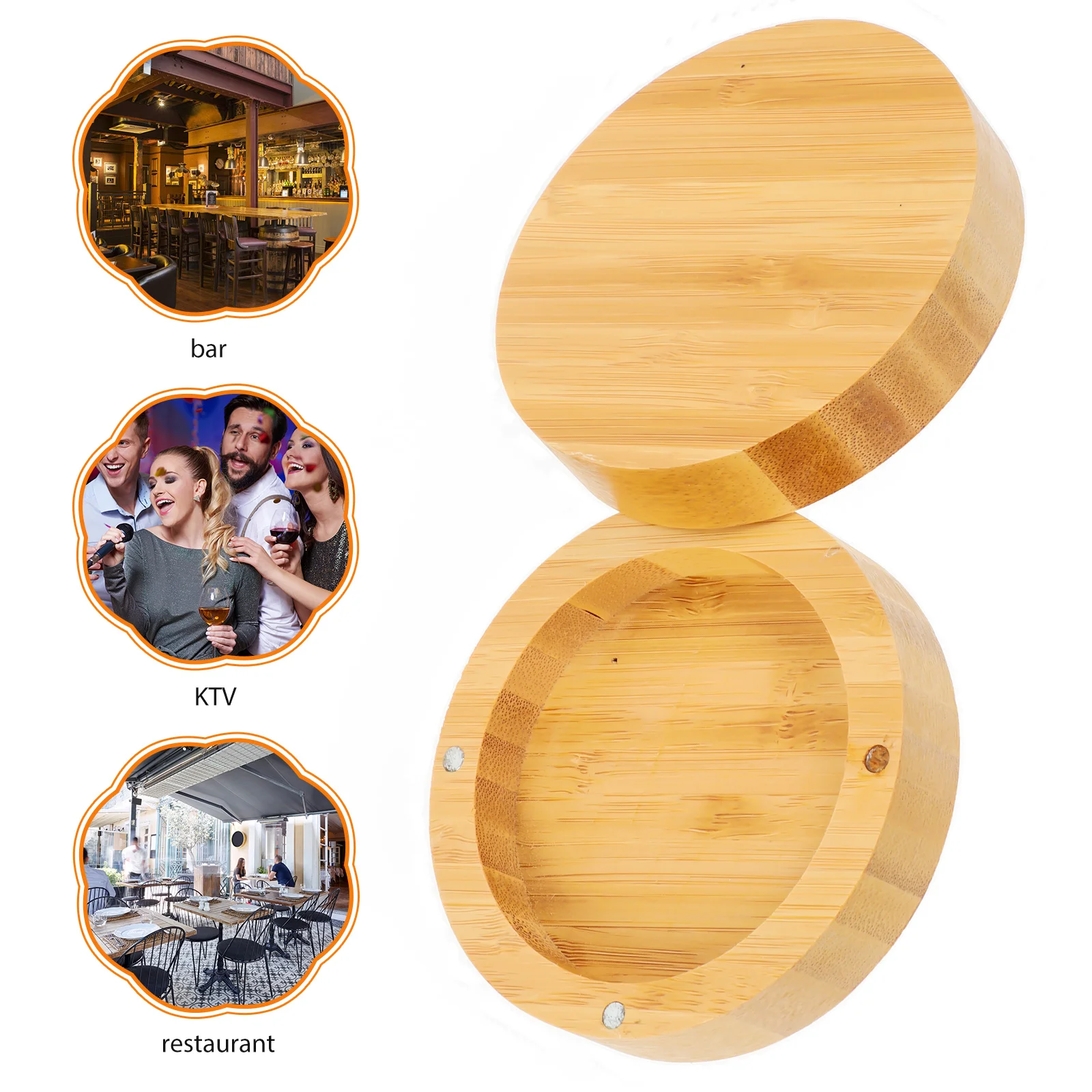 

Bamboo Glass Salt Box Container Compact Portable Bartender Tool for Cocktail Home Bar Accessories Storage Keeper