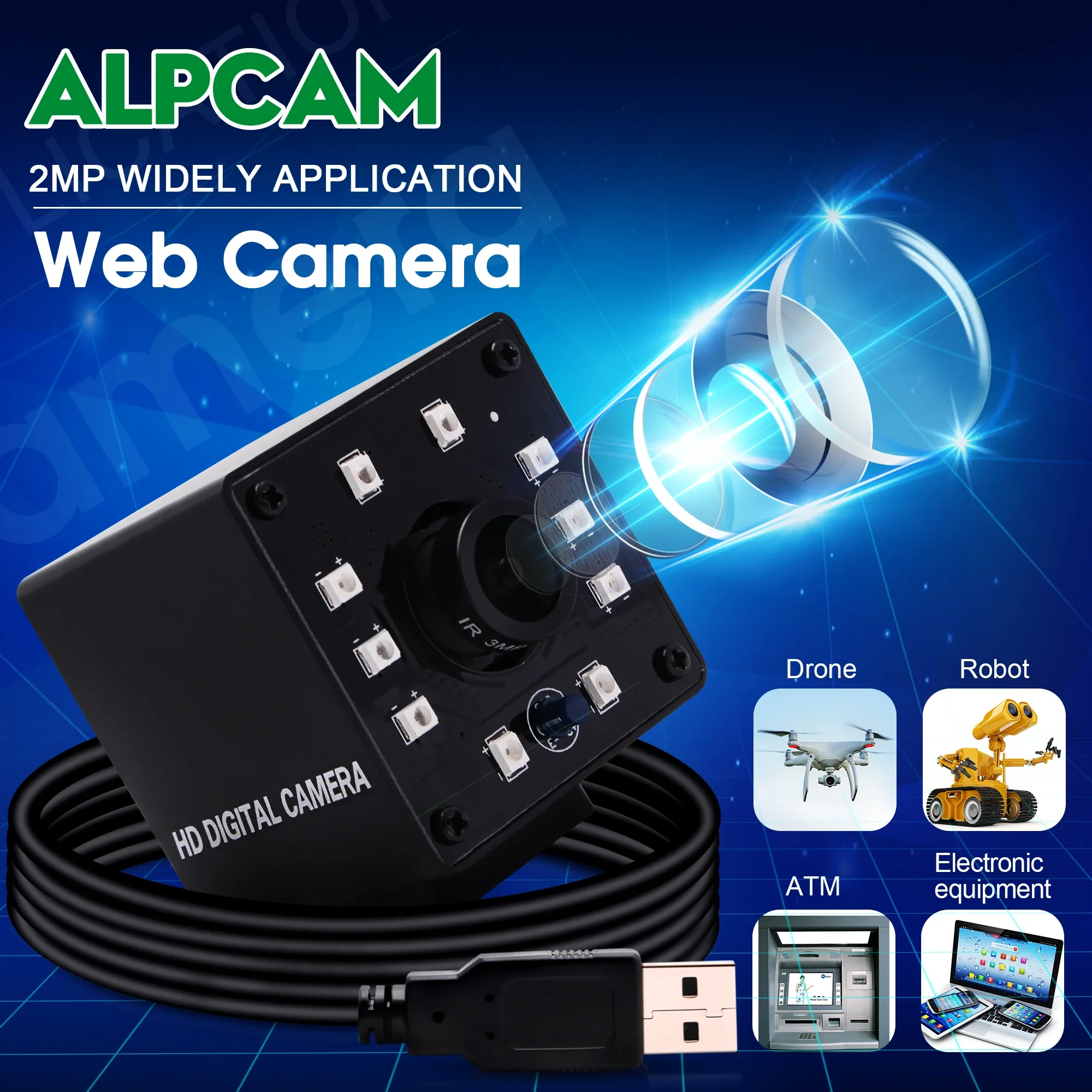 ELP 1080P 30fps USB Camera H.264 Webcam Auto Night Vision with LEDS IR UVC Support Security Protection for Windows Mac Linux