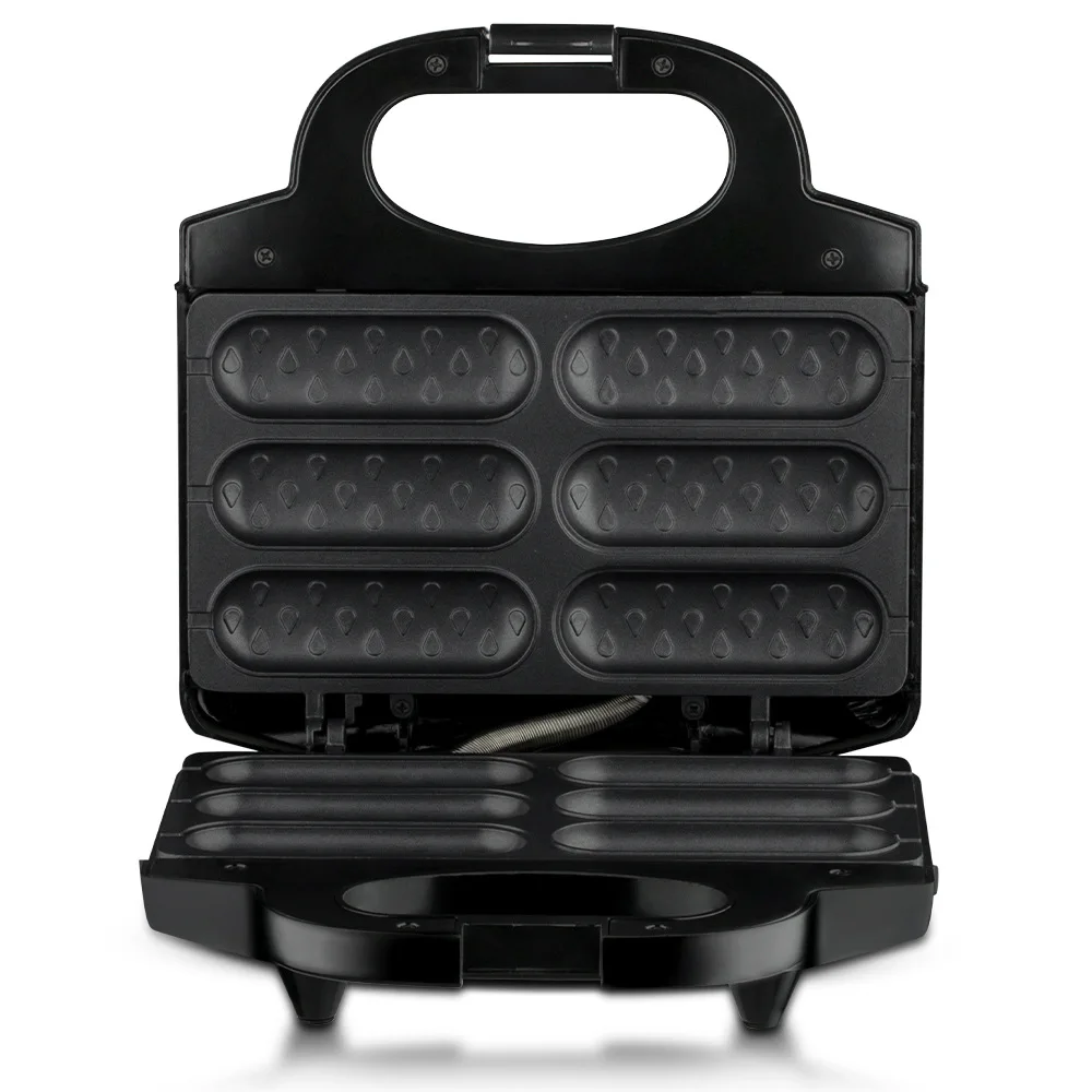 Electric Hot Dog Maker 6 Pan Crispy Corn Hotdog Waffle Maker Sausage Machine Breakfast Pan Baking Grill 850W for Kitchen