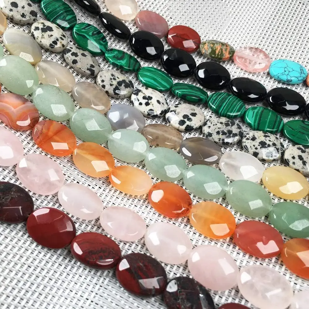 2 Strands Natural Stone Beads Oval Faceted Beading Agates Crystal Scattered Stone Beads 12x16mm 7.9 Inch Beads for Jewelry Making DIY Necklace Bracelet Accessories