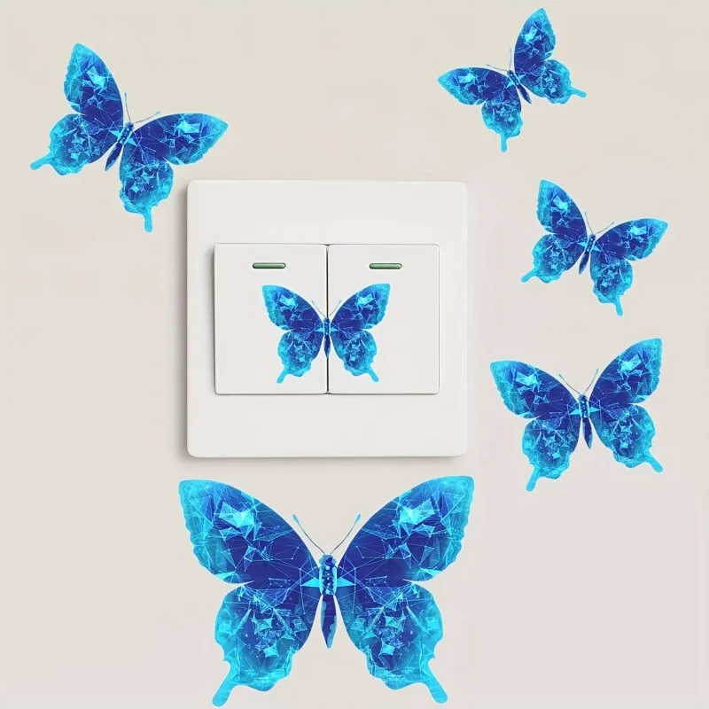 Blue Glow-in-the-dark Butterfly Wall Stickers Room Decoration Accessories Cartoon Sticker for Anniversaries Birthdays Paster