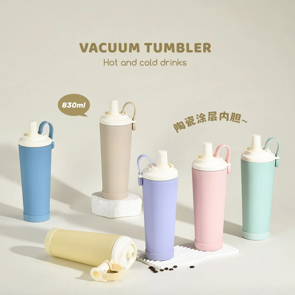 

830ml New Large Capacity Thermos Cup Coffee Cup Portable Magnetic Handle Ceramic Coated Inner Water Cup