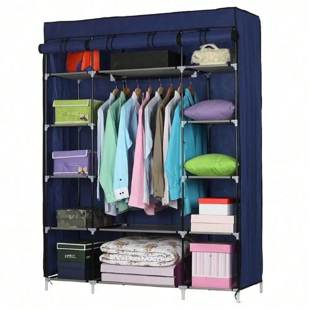 Portable Closet Storage Organizer Wardrobe Clothes Rack, , Non-Woven Fabric Closet, Large Capacity for Bedroom, Living Room