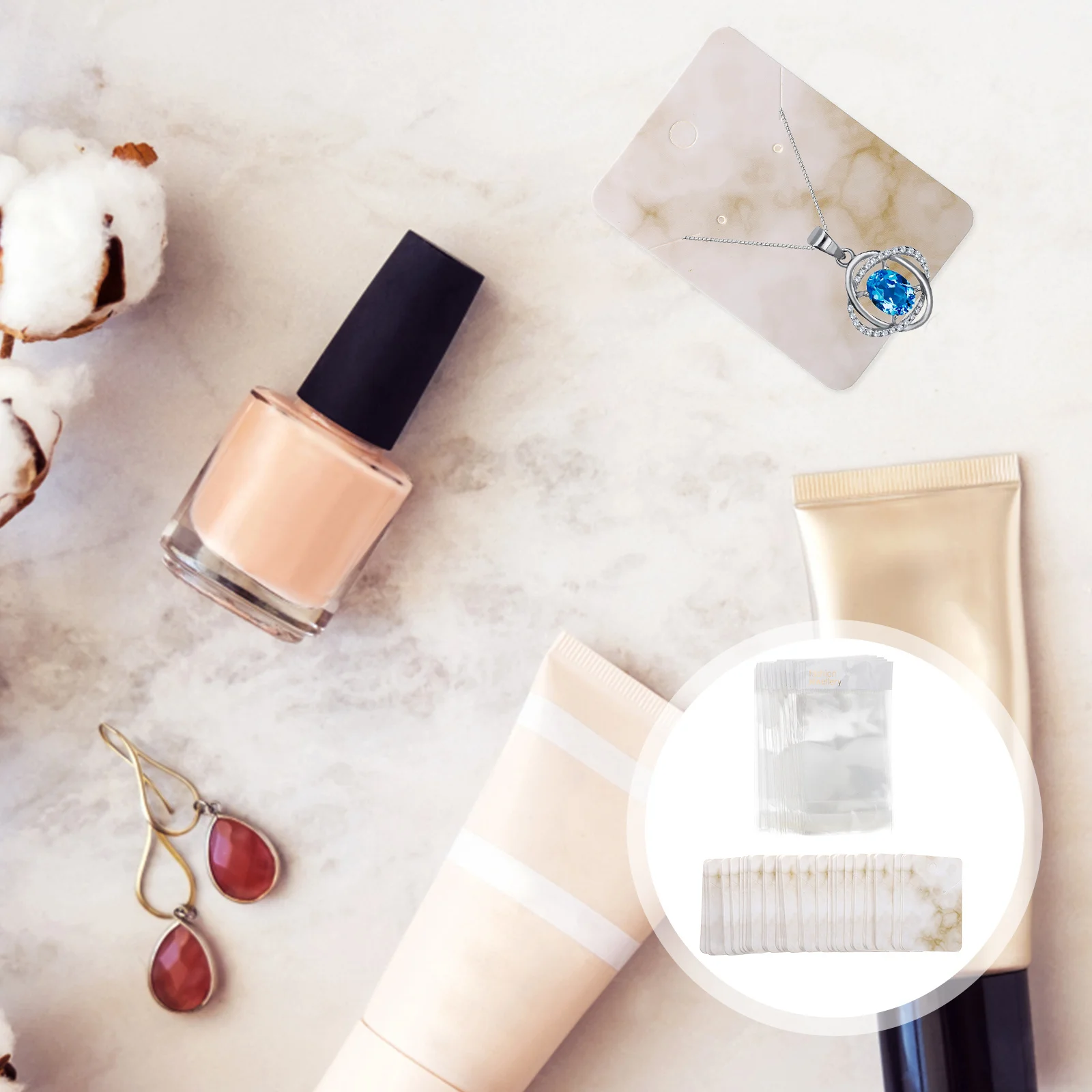 

200 PCS Packing Card Marble Pattern Packaging Cards Jewelry Display Earring Holder