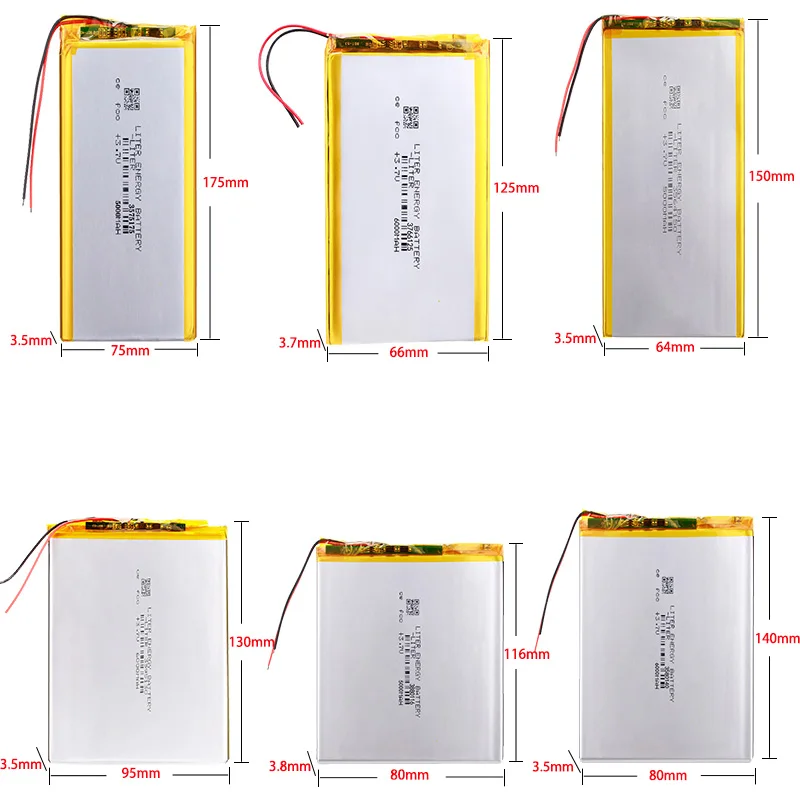 3564150 5000mah 3575175 5000mah 3580140 6000mah 3595130 6000mah 3766125 6000mah 3880116 5000mah