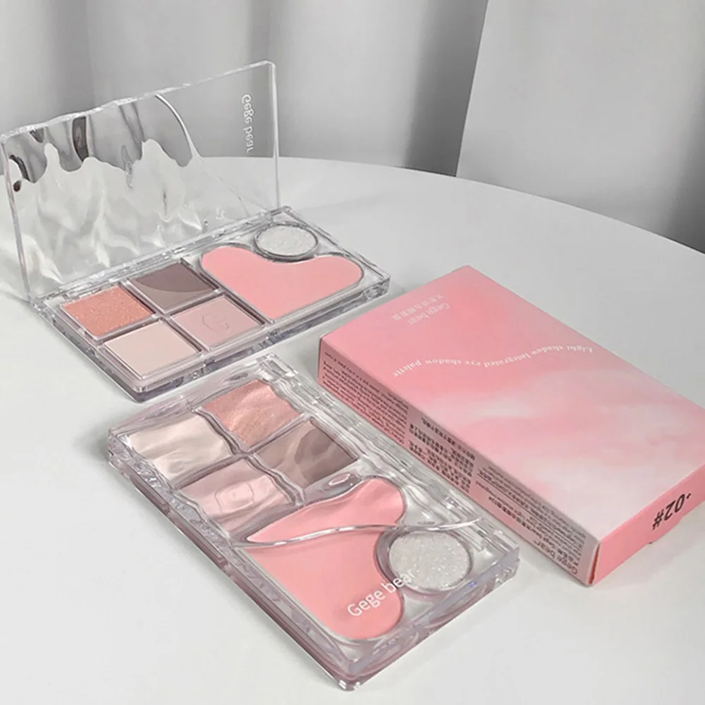 لوحة ظلال عيون Gege Bear Pinky Heart غير لامعة بيرليسسينت لون الأرض ترتر ظلال عيون طويلة الأمد ولوحة كونتور