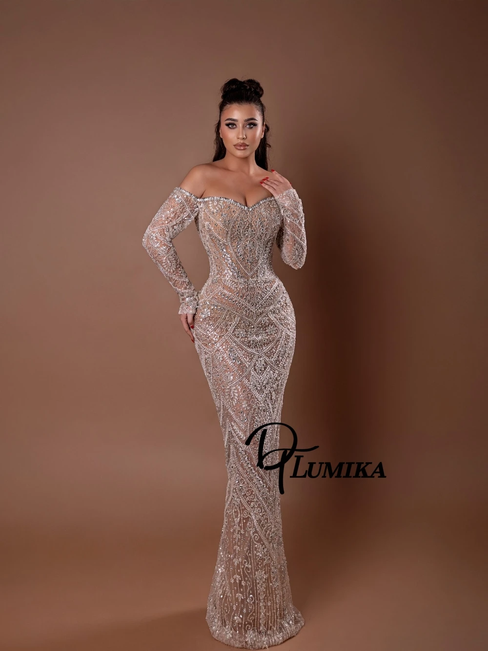 

New Arrival Dazzling Bodycon Evening Dress Customized Off-the-shoulder Rhinestones Cocktail Gown Elegant Delicate Galas Wear