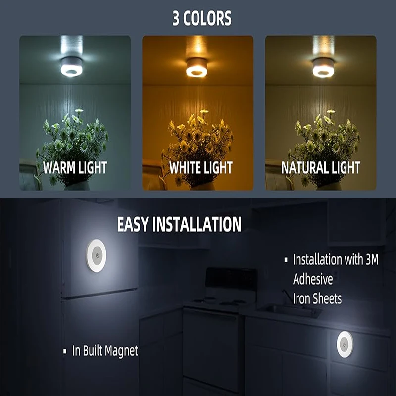 Stick Tap Push Touch Lamp Portable Lamps LED Night Light 3 Color Dimmable USB Rechargeable Battery