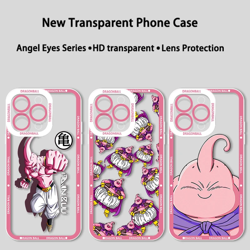 Anime Dragon Ball Majin Buu For iPhone 15 14 13 12 11 Mini XS XR X Pro MAX 8 7 6 Plus SE Angel Eyes Transparent Apple Case