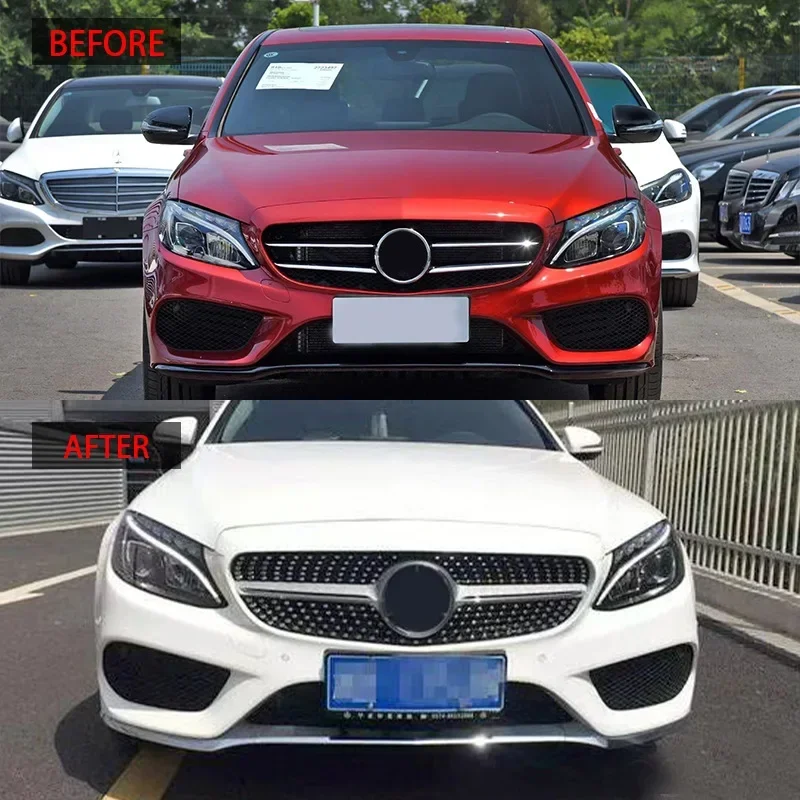 New！ Front Bumper Grille Racing Grill Diamond w/o camera For Mercedes Benz C W205 C205 S205 2014-2018 C180 C200 C250 C260 C300 M