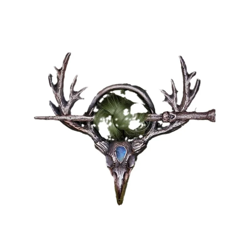 القوطية خمر الغراب الجمجمة Moonstone قرون السيدات دبوس الشعر