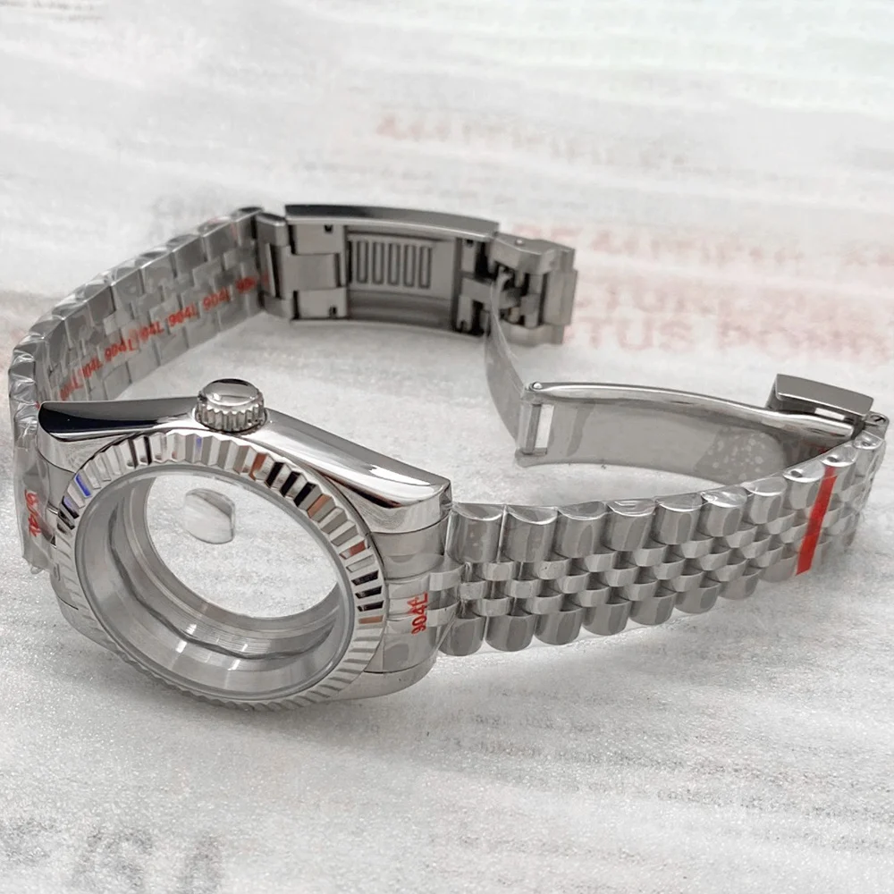 36mm/40mm NH35 Watch Case With 20mm Strap fit For NH35 NH36 NH34 Movement Men Sapphire Crystal Glass Watch Cases Strap Set