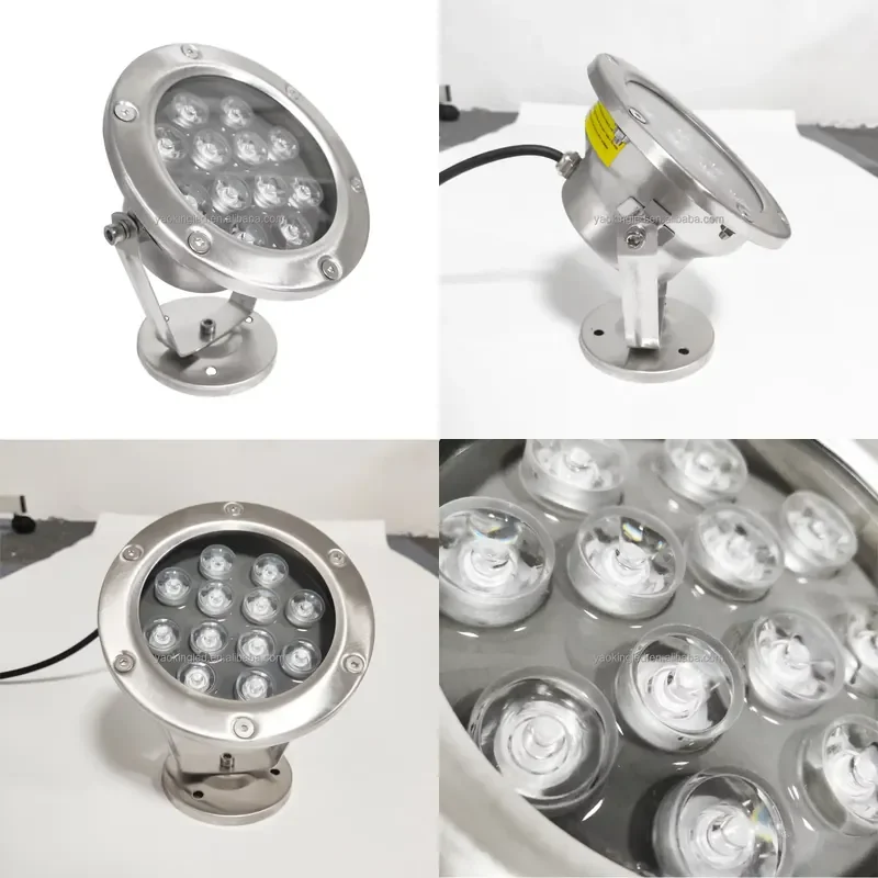 for YK-UW126 12W 304SS DC24V Warm White IP68 Waterproof LED Underwater Spotlight Multifunctional Asia-Europe Collet Pool