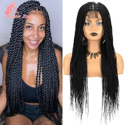 Synthetic Twist Braids Hair Wig Braid African Red Wig Full Lace Braided Wigs For Black Women Lace Front Wigs Cheap Braiding Hair