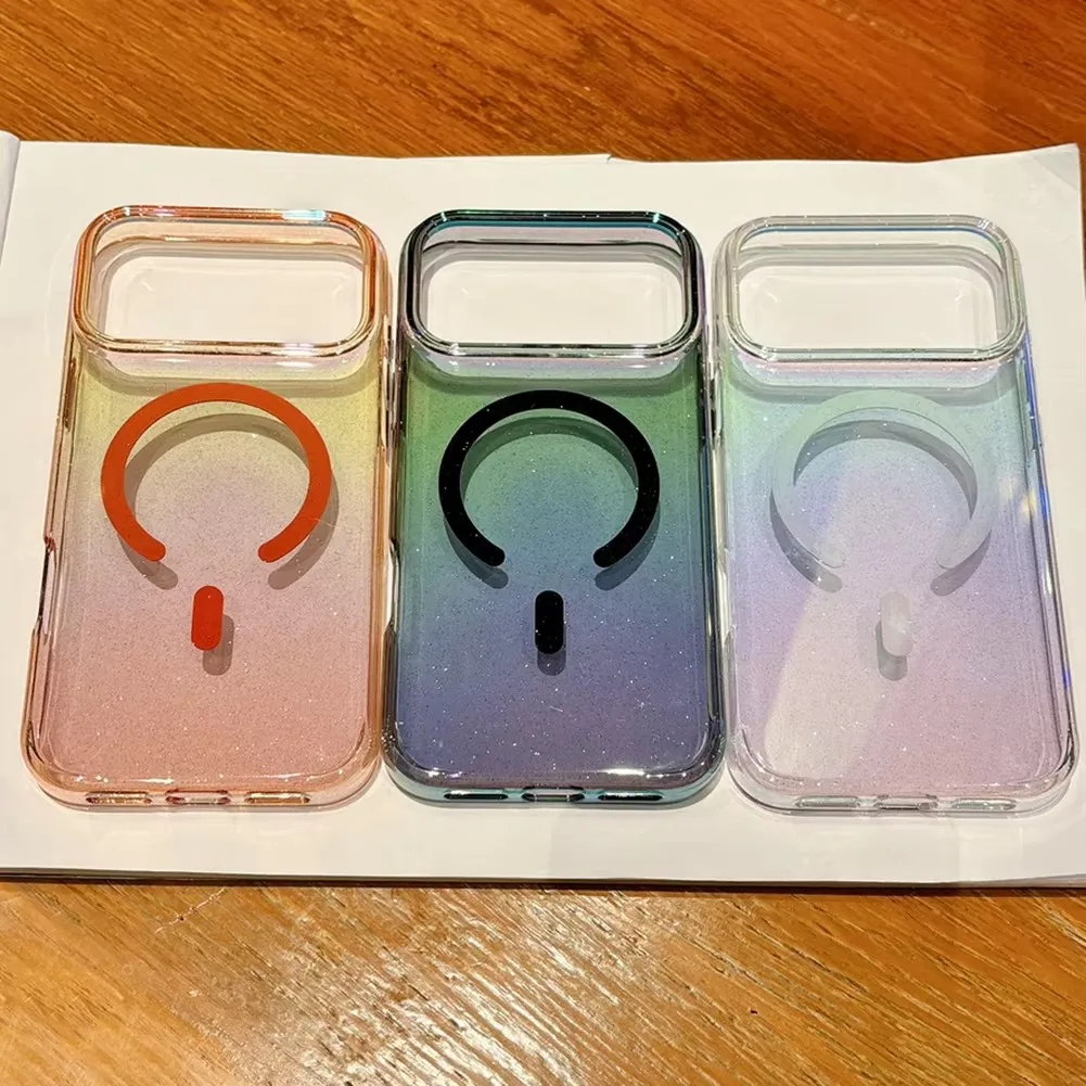 

Glitter Starry Sky Colorful Phone Case Transparent For iPhone 17 Pro Max 17 Pro Air 16 Pro 15 14 13 Camera Protect Cover
