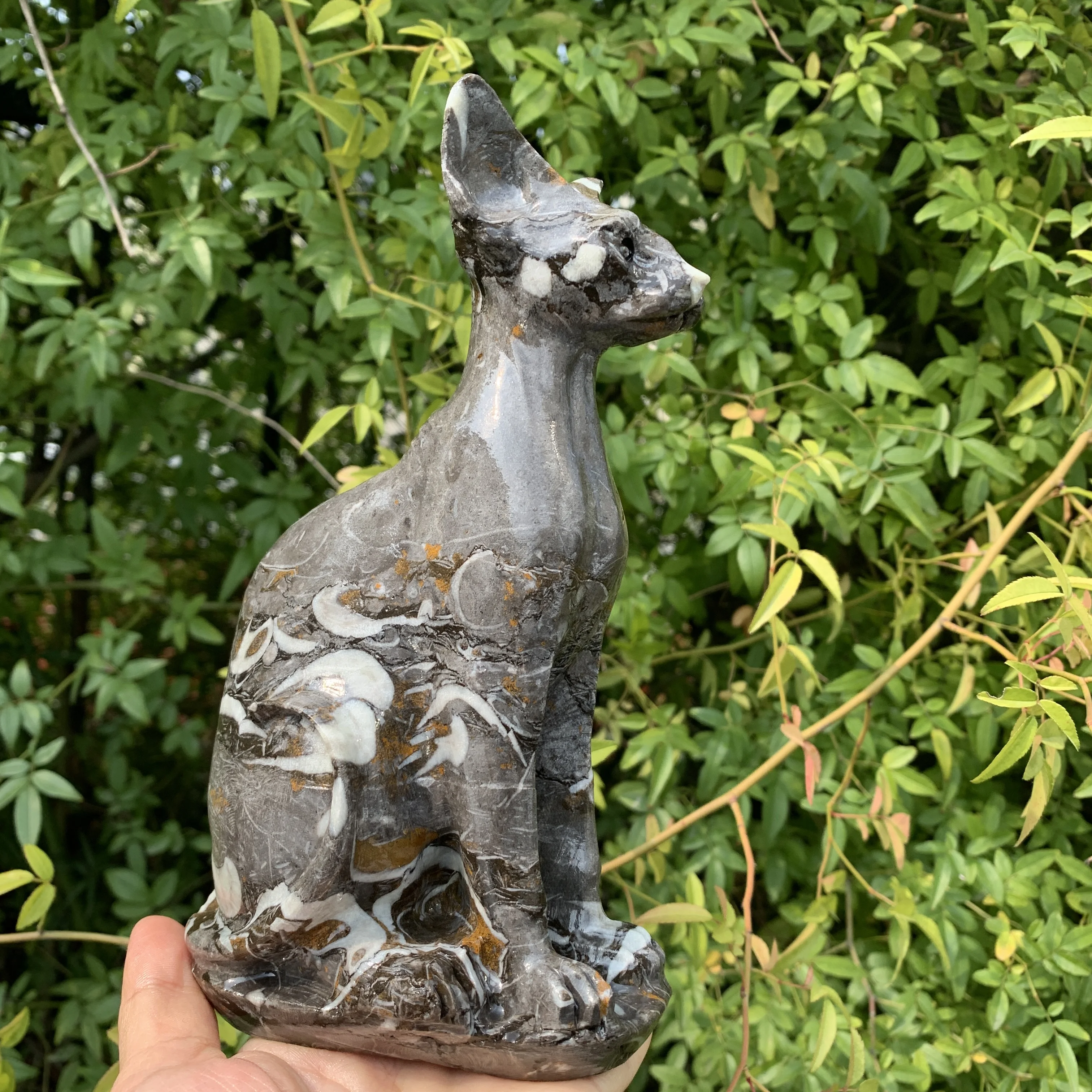 

Big Size Natural Gemstone Egyptian Mau Sculpture Rock crystal cat Desk Decor