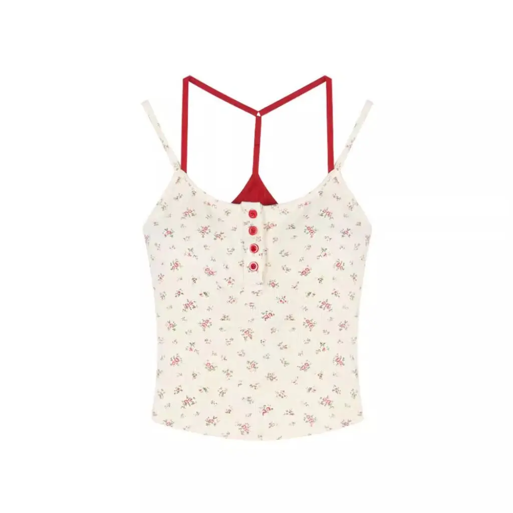 

Pure Wish Bm Floral Sling Vest Top for Women Sexy Hot Girl Summer Chest Pad Inner Short Outer Wear Base Top