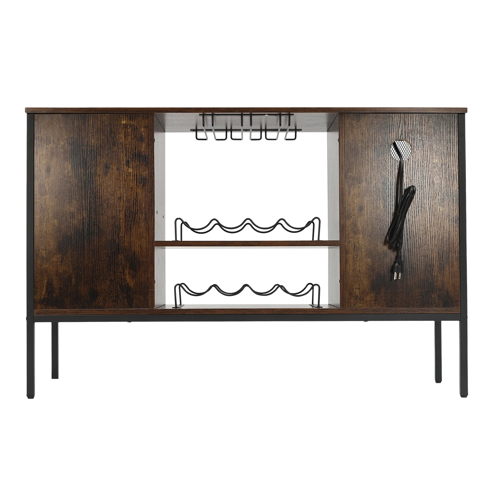 

Распродажа! Барный шкаф в деревенском стиле для дома с встроенной розеткой и сетчатыми дверцами для хранения винных бокалов