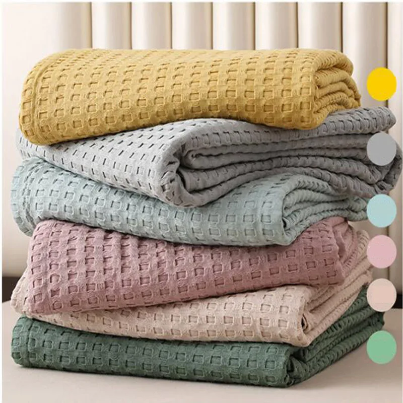 

Waffle Plaid Cotton Blanket for Bed Gauze Thin Towel Quilt Queen King Quilted Bedspread Blanket Throw Bed Sofa Cover Bedding