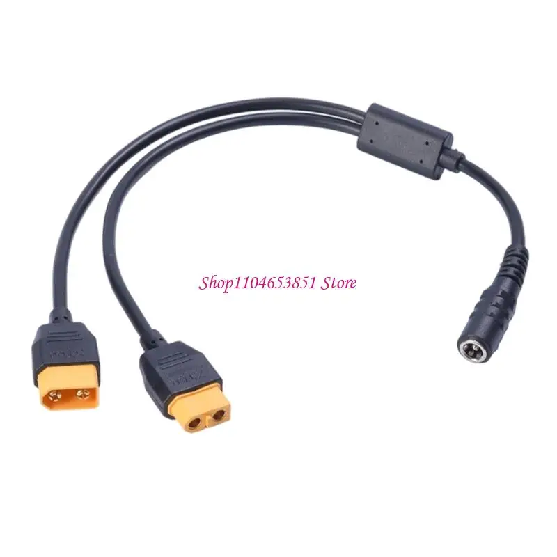 DC5521 Female to Double 60 Male/Female Power Cable, PVC Y Split Power Wire for Compactly Battery Electronics Setups