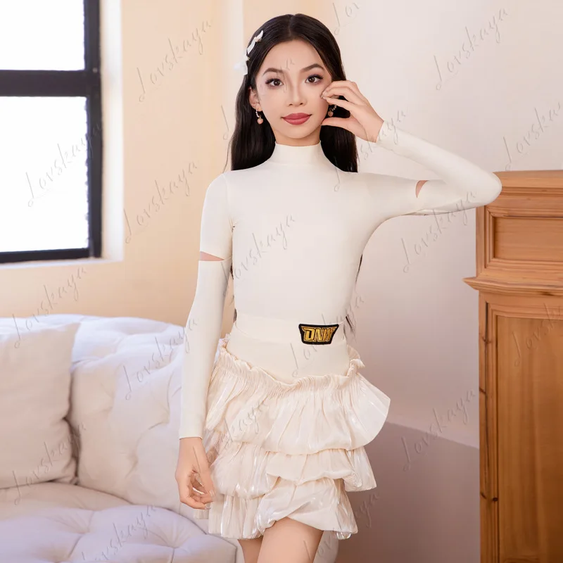 

Юниорский продвинутый костюм для латинских танцев, детский сценический тренировочный костюм для молодых танцоров