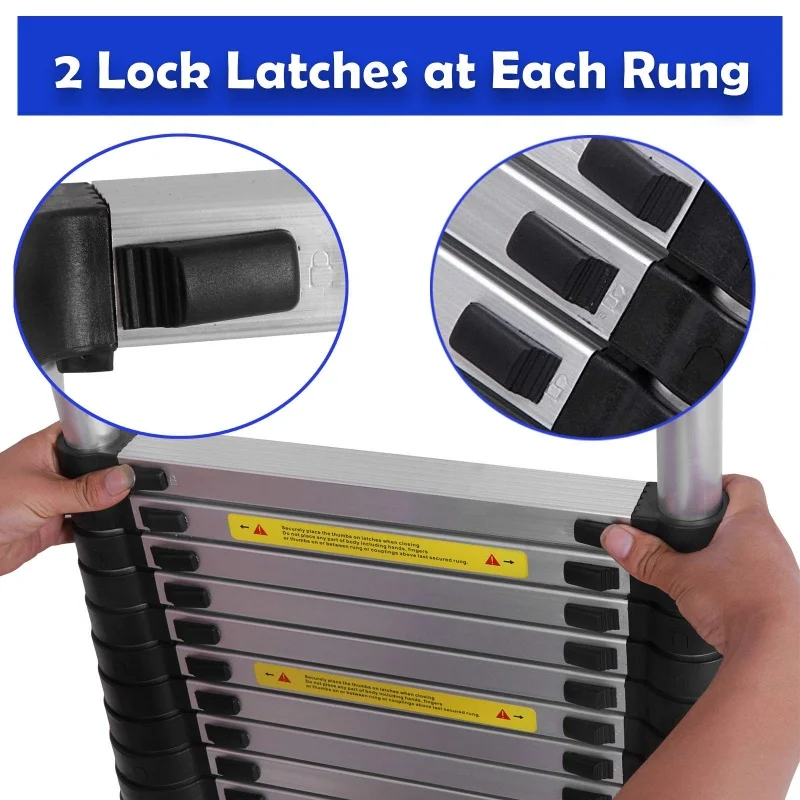 QIMU 20FT 6.2M سلم علوي قابل للطي من الألومنيوم مع خطافين قابلين للفصل، أقصى تحميل 330 رطل للاستخدام المنزلي بنفسك