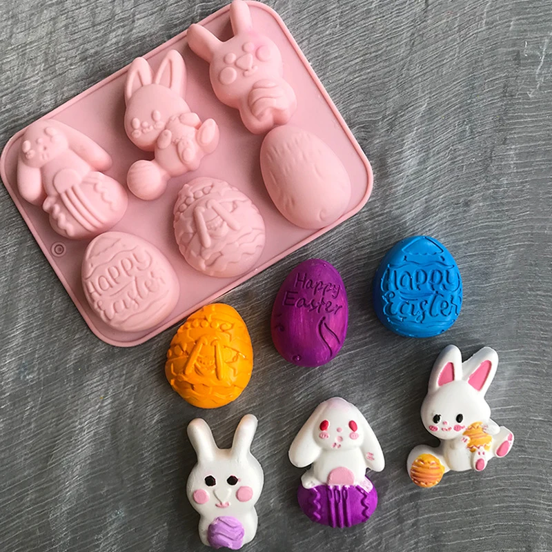 1pc 2024 Easter Bunny Silicone Mold 3D Egg Chocolate Mould Jelly Pudding Cute Rabbit Shape Easter Party Cake Decorating Tool