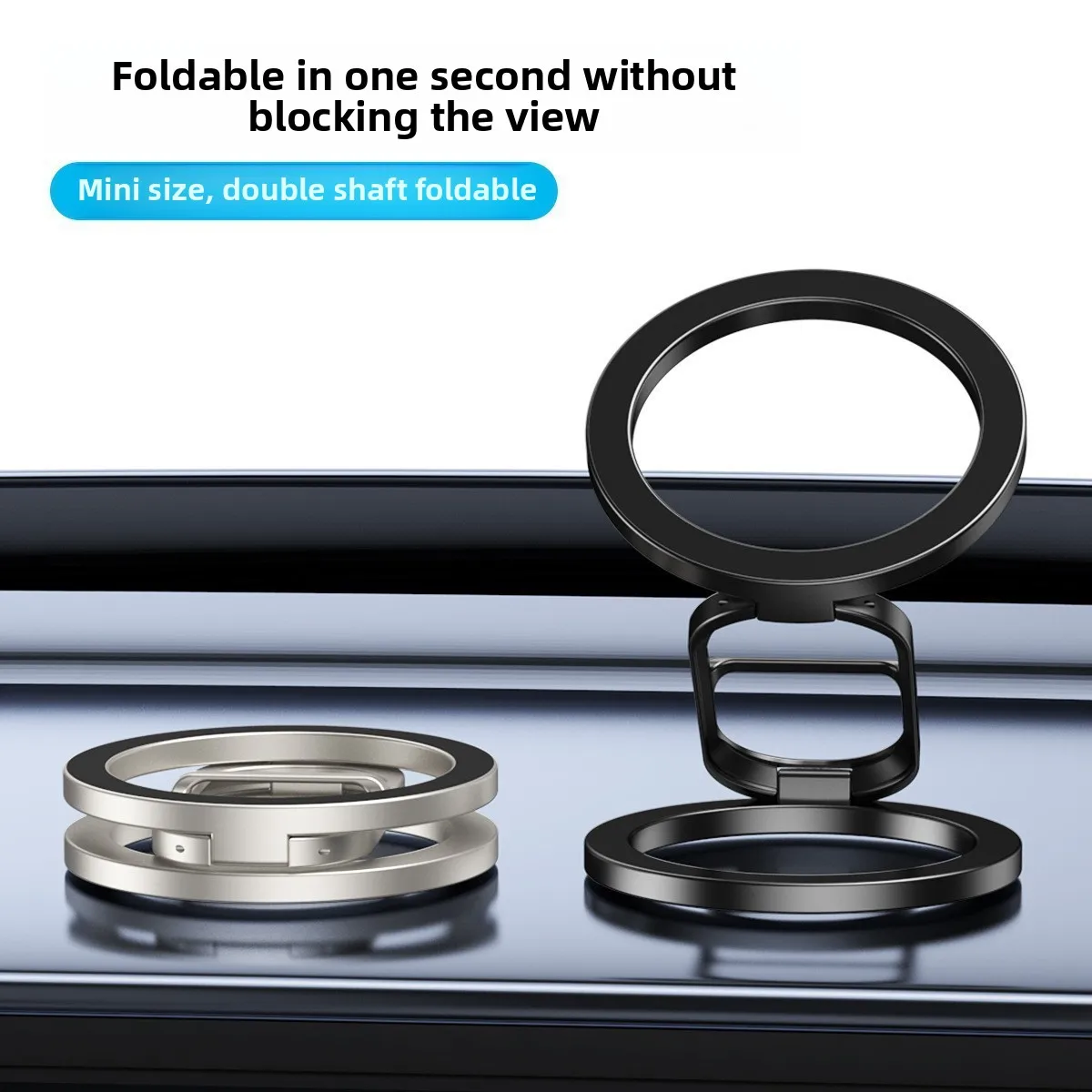 Picture 3: MagSafe Magnetic Phone Stand Double Sided Car/Fitness/Desktop Mount 360° Rotating Metal Base for iPhone 16/15/14/13