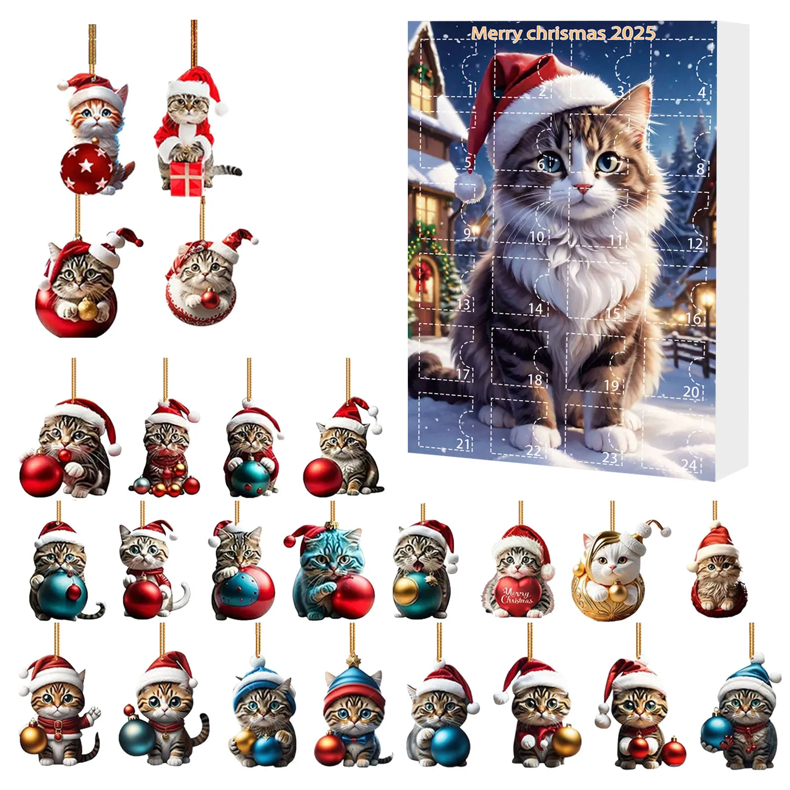 Minuterie de sable de 10 minutes, arbre de noël, pendentif en acrylique, calendrier de l'avent pour chat, compte à rebours de noël, horloge d'entraînement 2D Portable