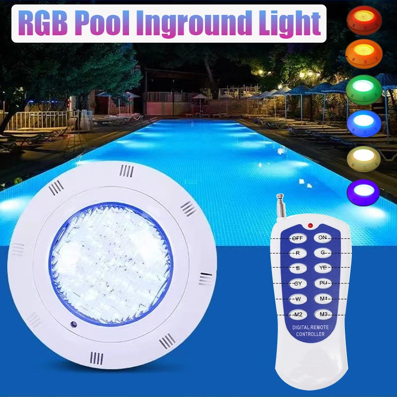 

9/18/24/36/45W RGB Swimming LED Pool Light Underwater IP68 Waterproof Lamp W/ Remote