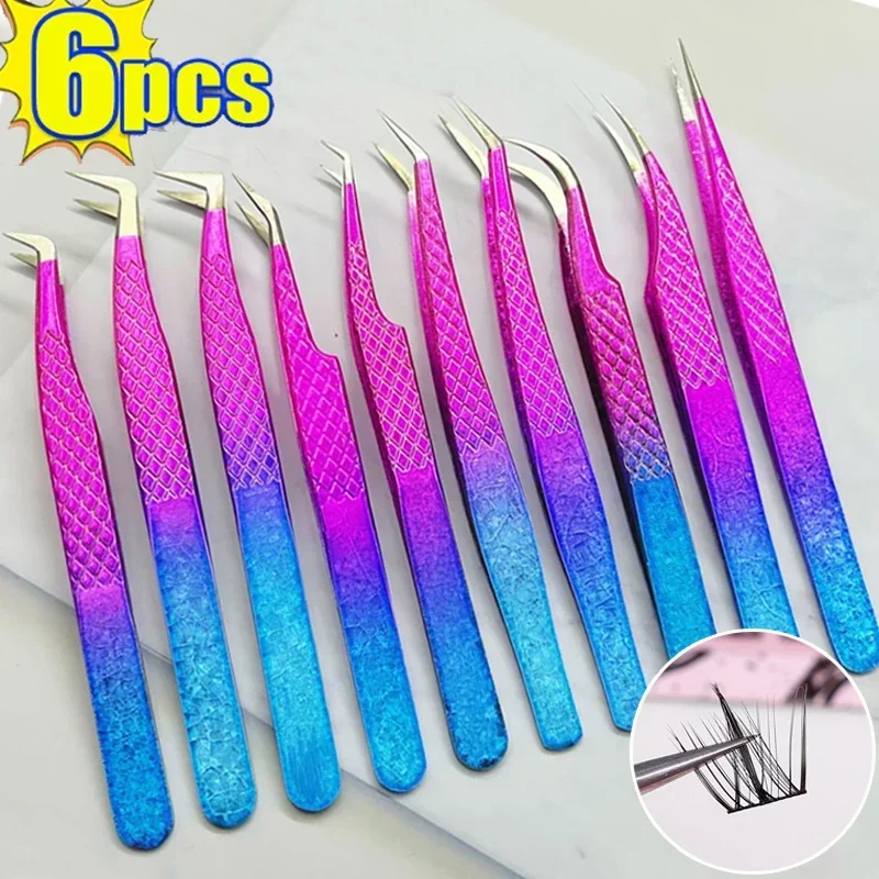 

Colorful Eyelash Tweezers 3D Anti-static False Lashes Extension Supplies Accurate Grafting Lashes Makeup Tweezer Beauty Tools