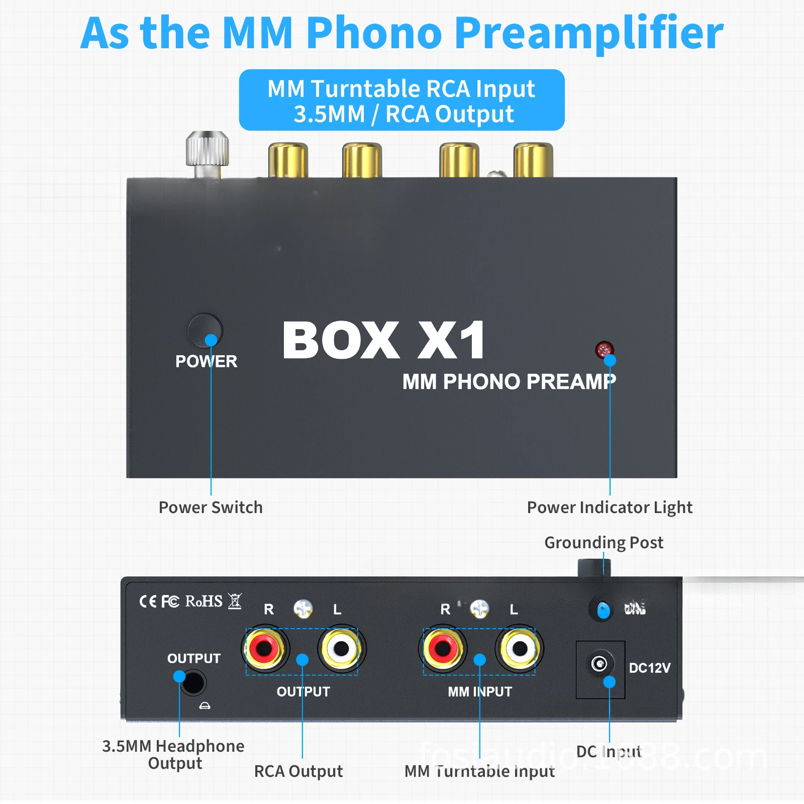 BOX X1 MINI PHONO PREAMP TURNTABLE GRAMOPHONE