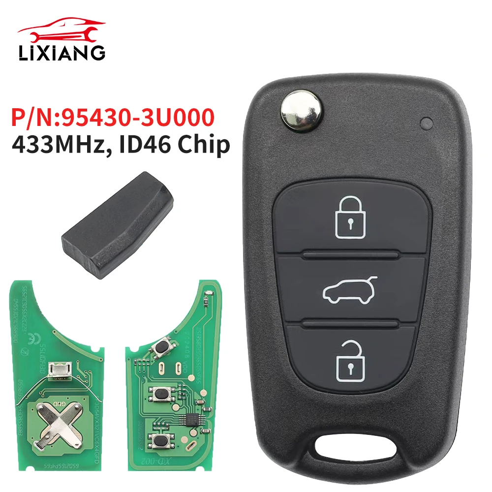 

Lixiang P/N: 95430-3U000 3 кнопки 433 МГц чип ID46 для Kia Sportage 2010-2014, обновленный выкидной ключ-брелок с дистанционным управлением