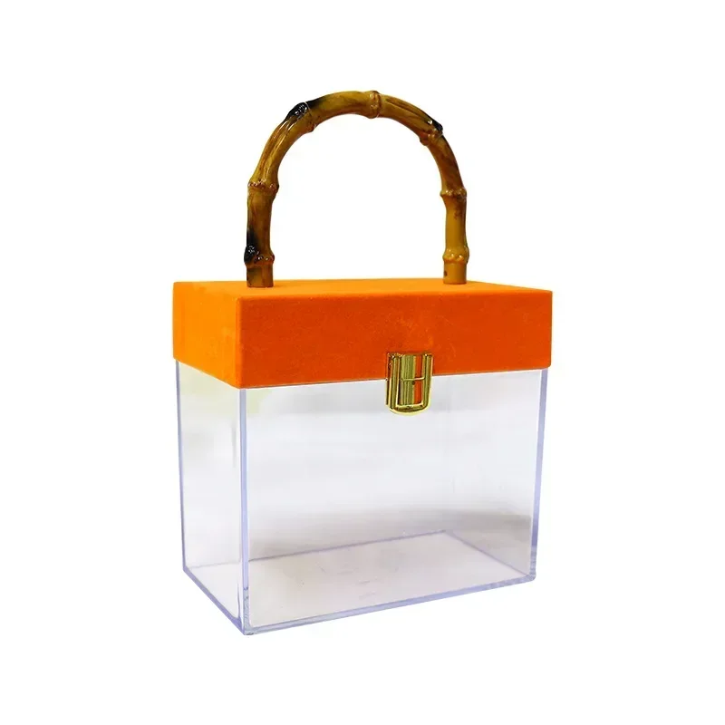 

Spot Handheld Transparent Gift Box Acrylic Packaging Box Light Luxury Gift Box with Hand Gift Business Packaging