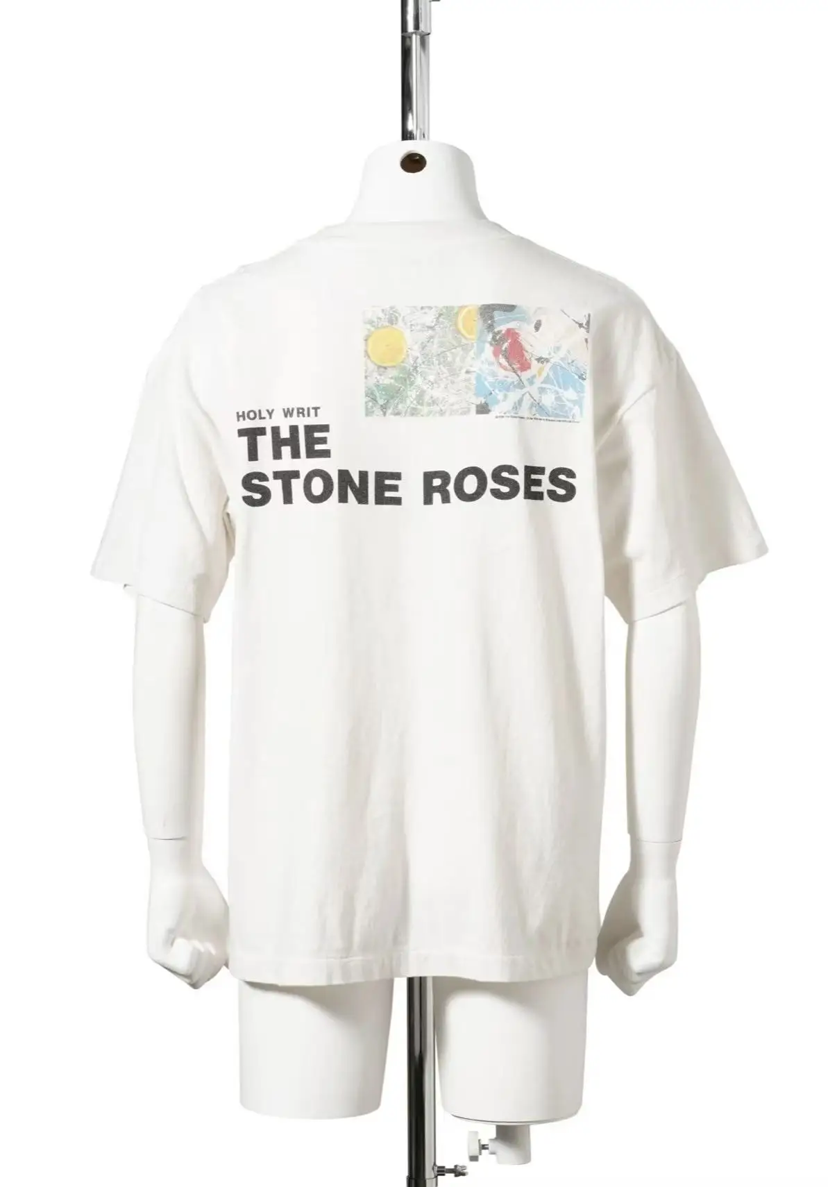 Kanye West Homme Classic Washed Worn Lemon Print Off-shoulder Vintage Tops Cotton T-Shirt for Men