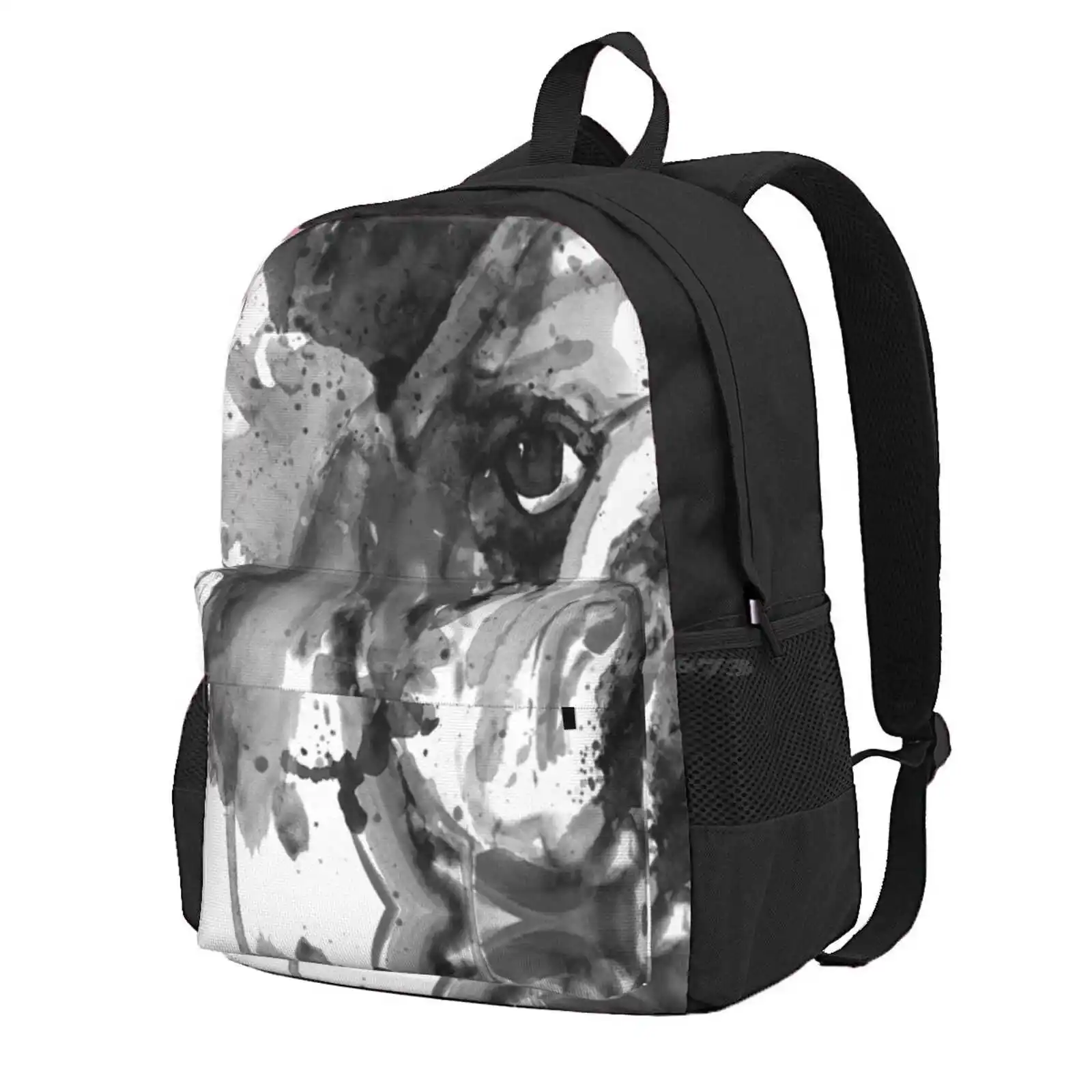 Black And White Half Faced English Bulldog Hot Sale Schoolbag Backpack Fashion Bags Marian Voicu Bulldog Lover Half Head Black