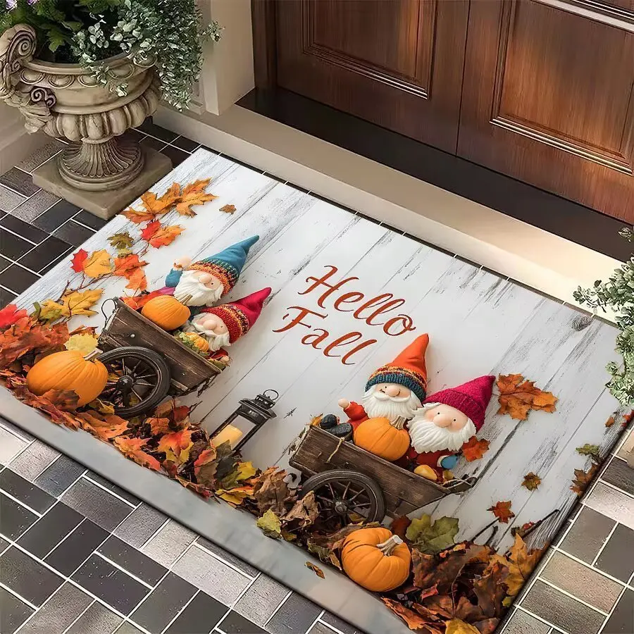 VIKAMA Cute Christmas Deer Doormat for Front Door, Soft Velvet Welcome Mat, Non Slip Anti Fatigue Door Rug Indoor Outdoor