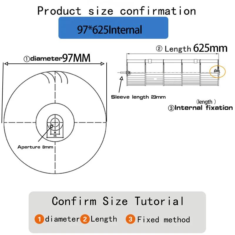 Hanging air conditioner rotor air conditioner blade room rotor through flow fan blade fan blade97*625in