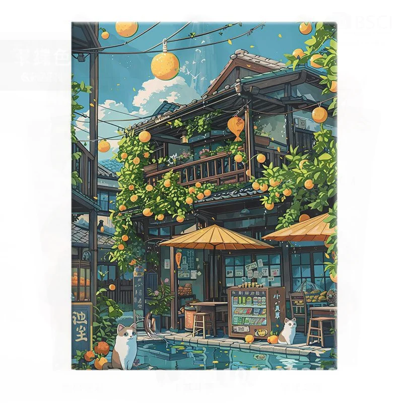 DIY Digital Oil Painting Acrylic Filled Hand-Painted Landscape Modern Minimalist Healing Decompression Artwork Frameless
