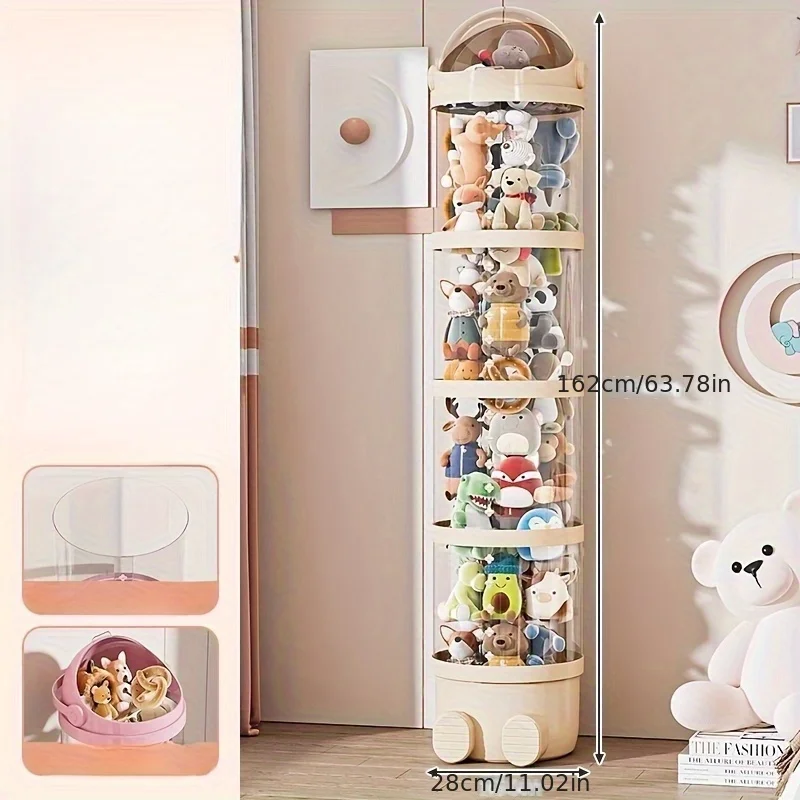 أنبوب تخزين الحيوانات المحشوة - دلو شفاف لمنظم ألعاب الأطفال، دلو تخزين كبير لعرض الدمى لغرفة النوم وغرفة المعيشة