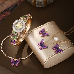 5pcs new trendy women's elegant and versatile trendy palace style bracelet watch