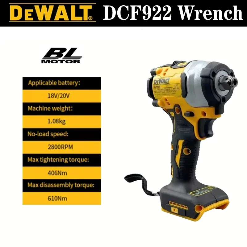 

Батарея Dewalt 20 В DCF922M, бесщеточный электрический ударный гайковерт с крутящим моментом, 1/2 дюйма, литий-ионный аккумулятор, беспроводной гаечный ключ, электроинструмент