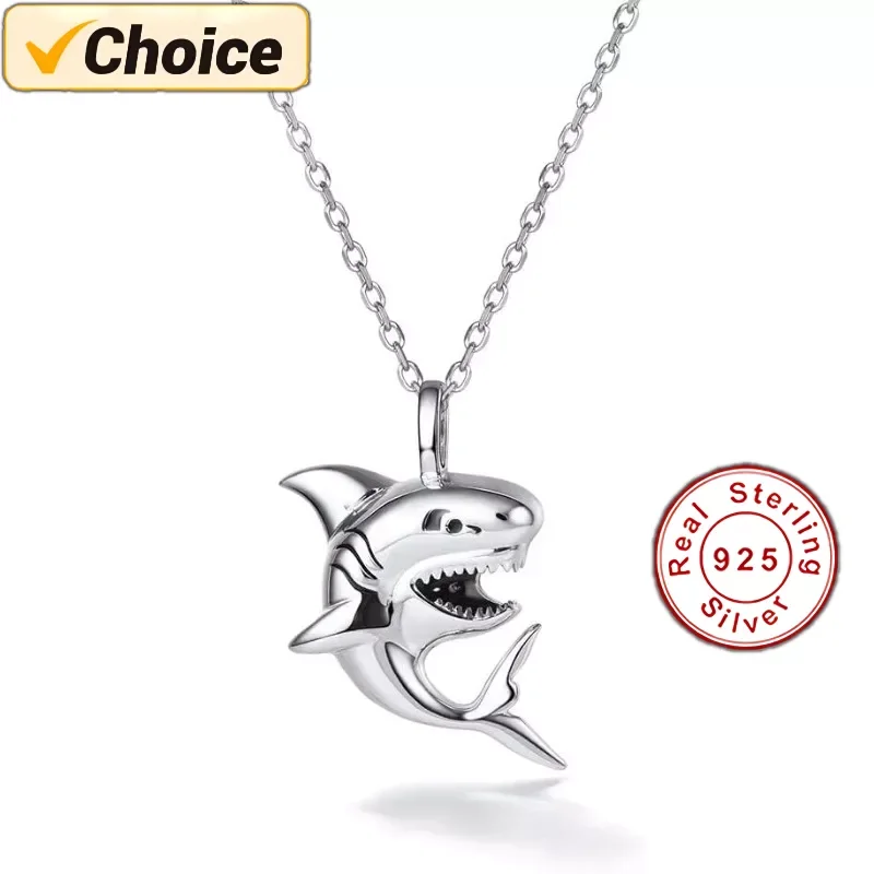 

925 Sterling Silver Sharks Necklace Pendant with 22" Chain Elephant Jewelry for Women Girls