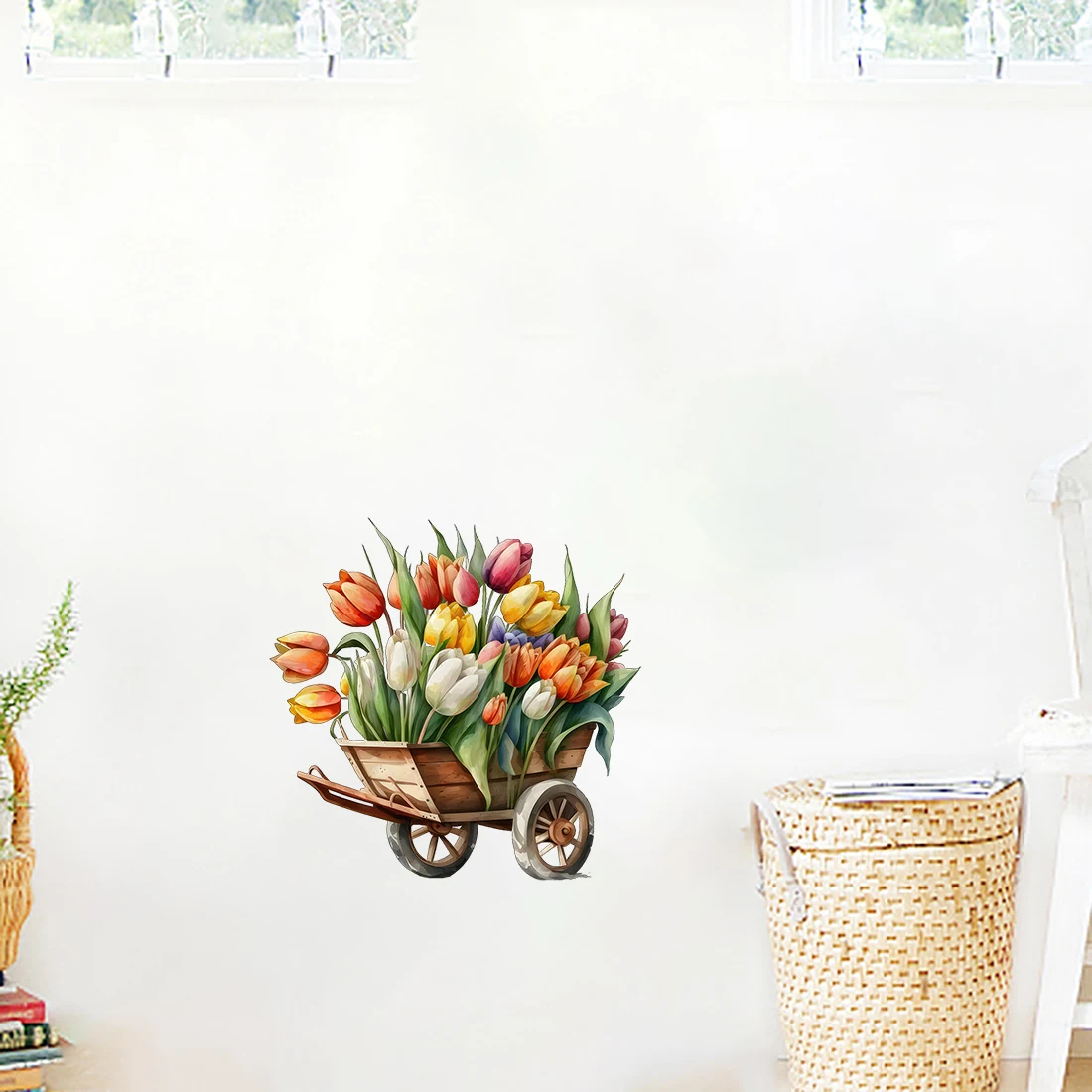 Flower Watercolor Art Wall Sticker Decor Bathroom Toilet Living Room Decor Cabinet  Refrigerator Home Decor Decals S42