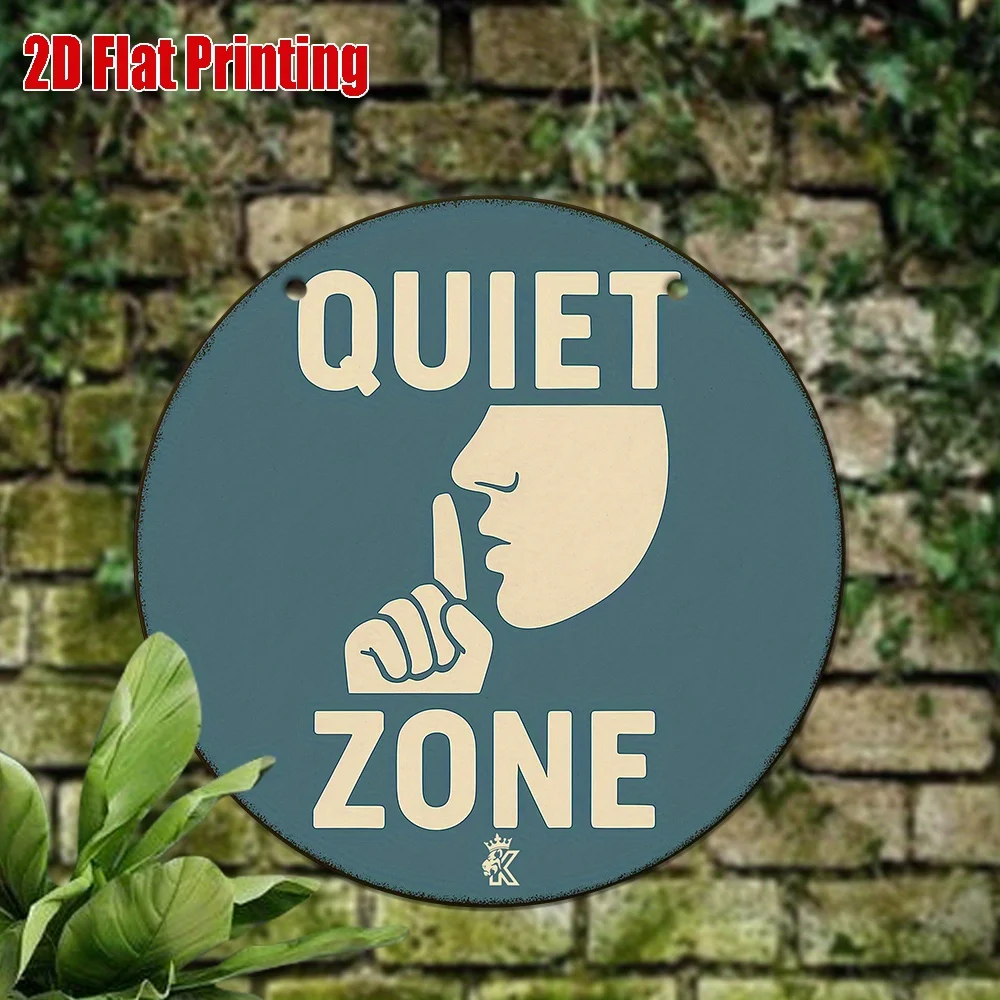 2D Flat Retro Metal Tin Sign Shhh Quiet Zone Decor for Door Library