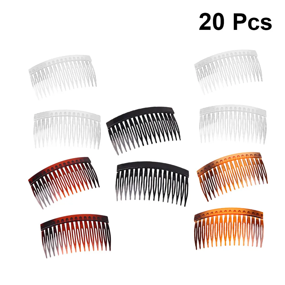 

20Pcs Plastic Hair Bang Combs Elegant Simple Hair Decoration for Women Ladies Black Transparent Coffee White Yellow Red