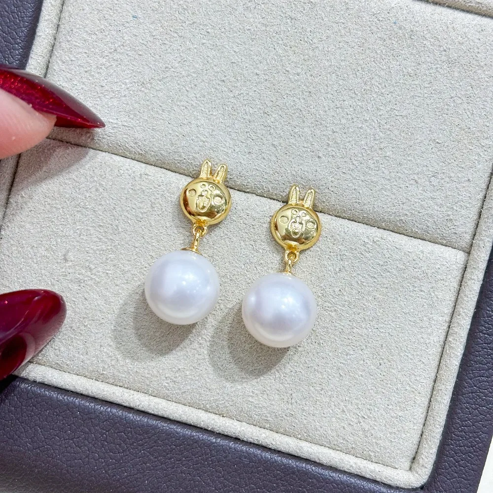 

DIY Pearl Accessories S925 Sterling Silver Earrings Empty Gold Silver Earrings Fit 7-13mm Round E332