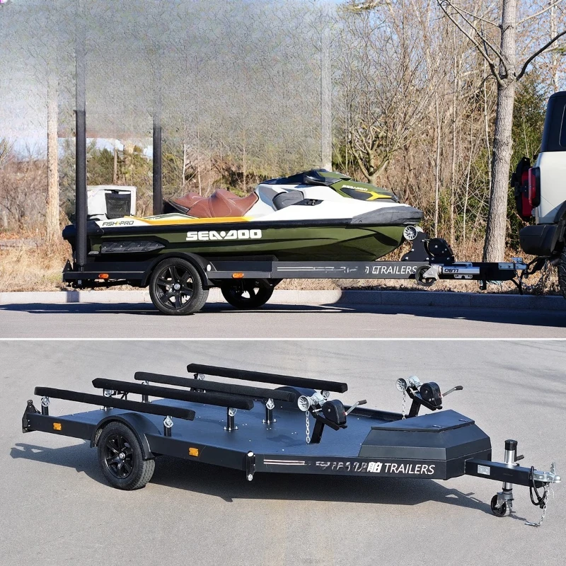 

Motor boat special trailer marine Bombardier Kawasaki jet skis single boat double trailer frame