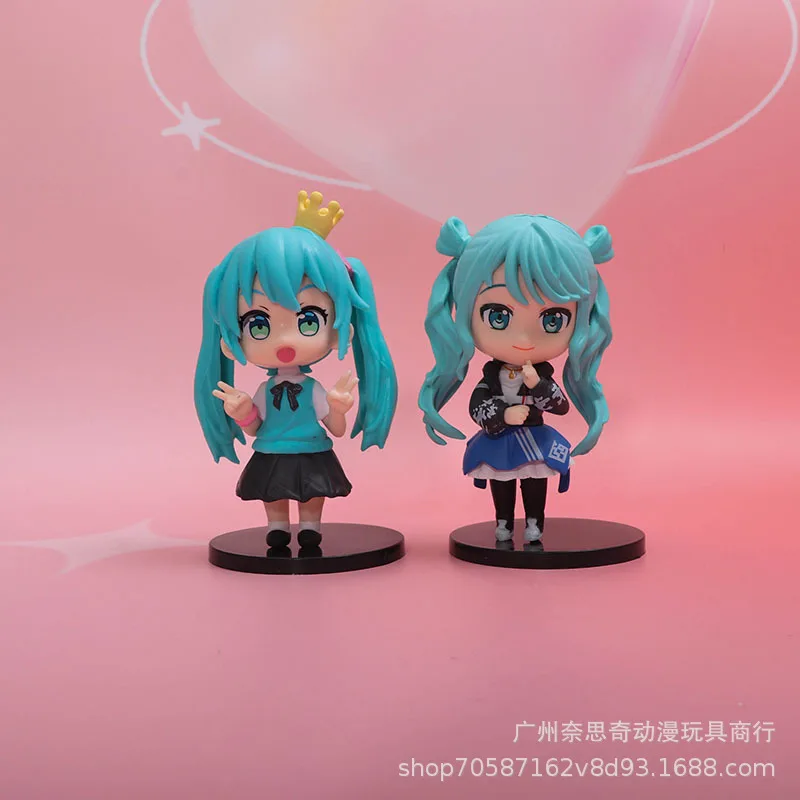 6Pcs Anime Cartoon Hatsune Miku Model Figure Creative New Desktop Ornament Doll Toy Bedroom Office Accessories Gift for Friends