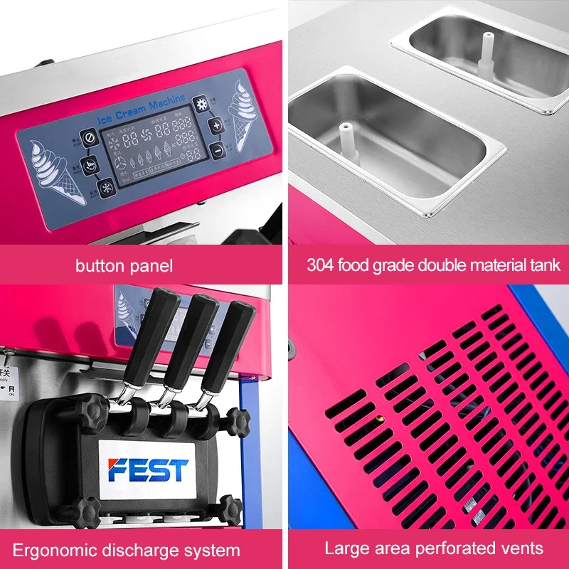 Macchina per gelato a tre colori 16-22L / h Macchina per gelato automatica commerciale per cono gelato Macchina per gelato soft da tavolo